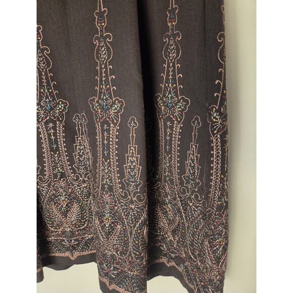 Ann Taylor Loft Skirt Womens Size 2 Brown Embroidered Pleated Lined Side Zip NWT - Picture 2 of 9